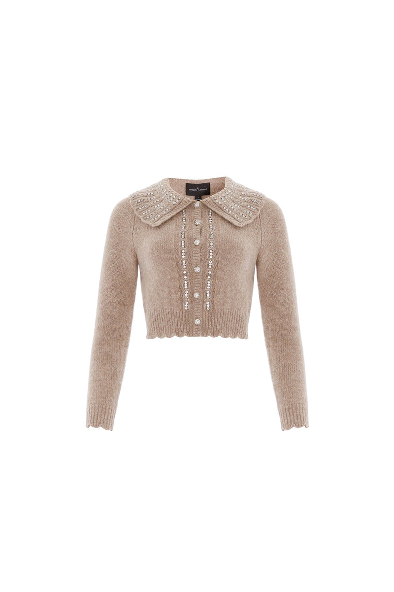 Embellished Collar Short Cardigan