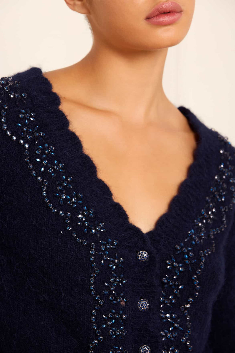 Embellished V-Neck Short Cardigan