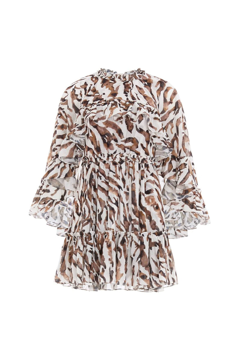 Zebra Harper Chiffon Cape Micro Mini Dress